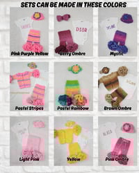 Image 2 of Crochet Ruffle Pants and Custom Onesie Set