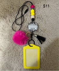 Beaded Composition Lanyard Badge Holder 