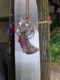 Image 1 of Electroformed Amethyst moon and stars necklace 04