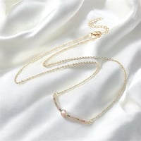 Image 4 of Stainless Steel Bar Pendant Necklace with Cubic Zirconia 