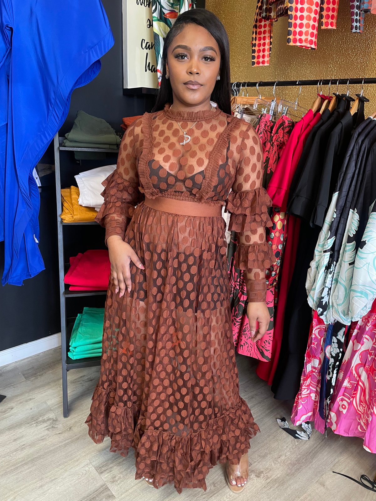 Brown Sheer Dress / U Gotta Have It Boutique