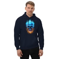 Image 4 of Blue Flaming skull Unisex Hoodie