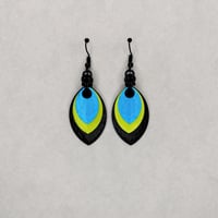 Turquoise + Sour Apple + Onyx Triple Scale Earrings