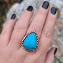 Image 2 of Medium Bright Blue Kingman Turquoise Handmade Sterling Silver Ring 