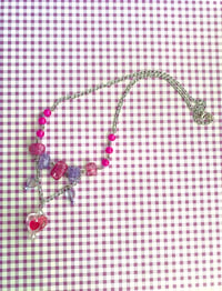 Image 2 of Pink+Purple Heart Chain Necklace