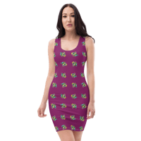 Image 4 of Bodycon dress (full floral with eggplant)