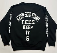 Image 1 of KEEP GOD FIRST- BLK CREWNECK 