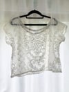 Size 16 Cream Vintage Lace Cropped T Top with Free Postage 