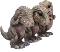 Image 4 of Three Wise See No, Hear No, Speak No, Tyrannosaurus Rex Dinosaur Figurines