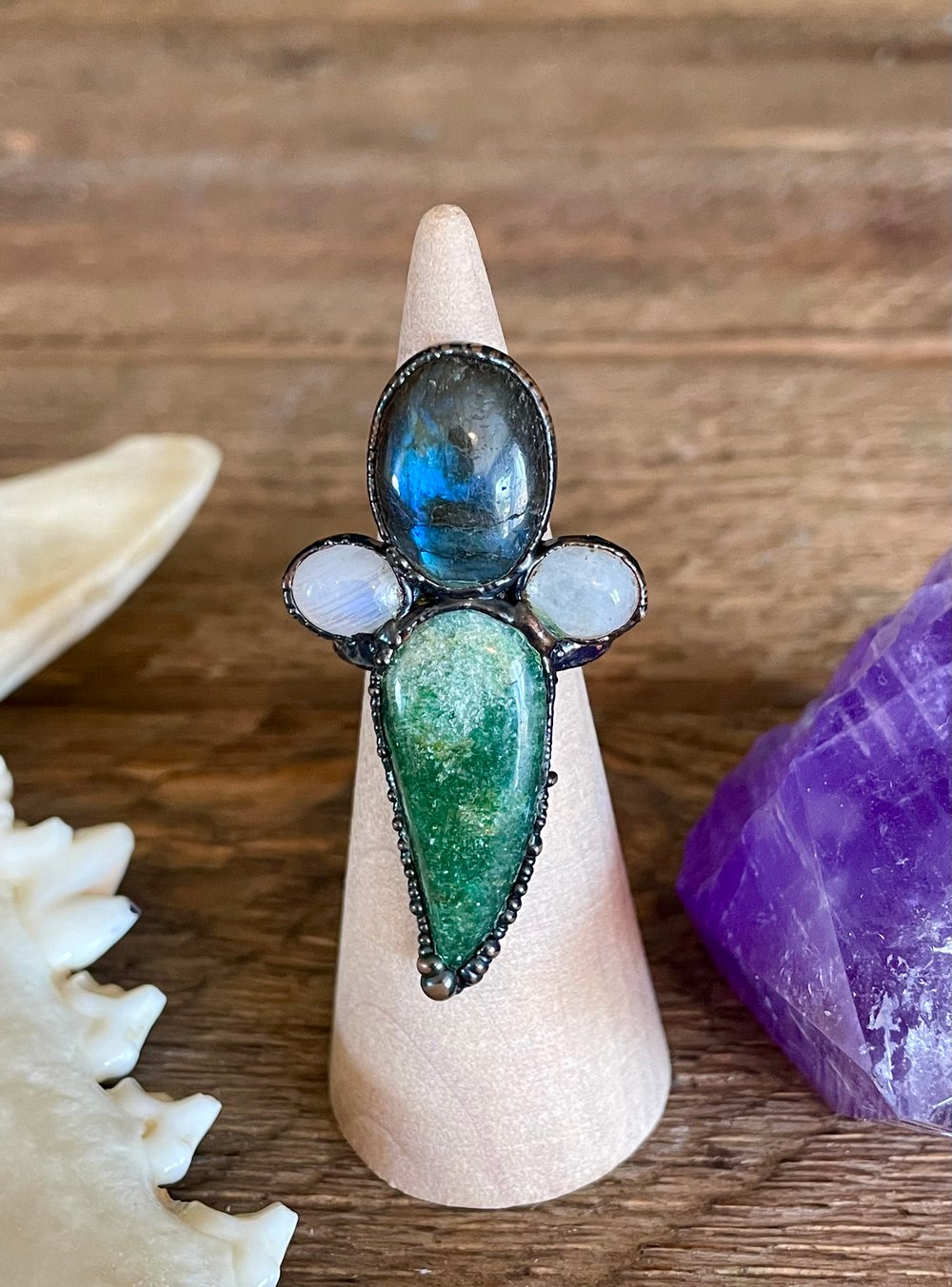 Labradorite Talon Ring