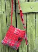 Red tartan upcycled Harris Tweed handbag