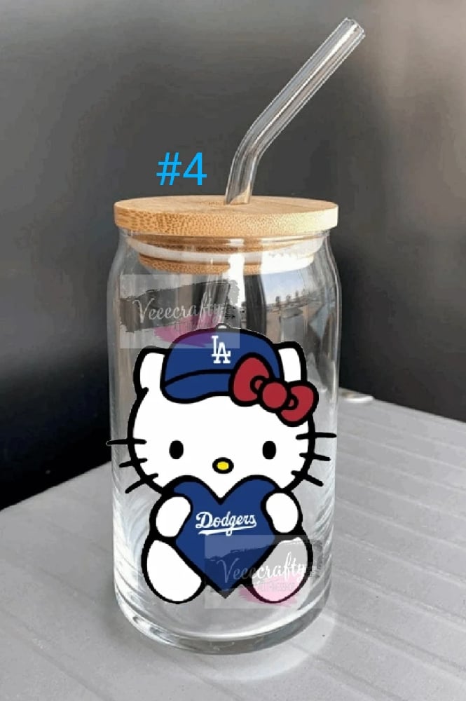 Image of Kitty x Dodgers glass cans 4 styles PRE-ORDER 