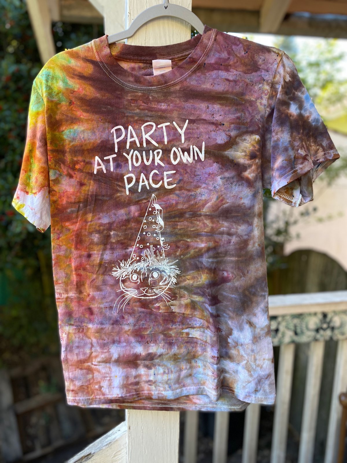 Image of SMALL Party At Your Own Pace Tie Die Shirt 4