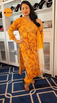 Image 1 of Soft Rayon Kurtha Set (Naira Cut) - Design #  2