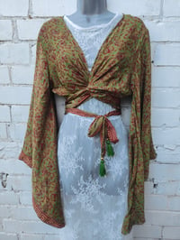 Image 1 of Stevie sari top with tassle- greens