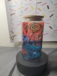 Image 2 of 16 oz  Glass Coffee Cans with Straw