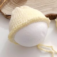 Image 2 of Newborn  photoshooting girls knitted set | sunny yellow | Easter