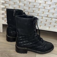 Image 6 of VINCE CAMUTO genu leather blac quilted combat boots