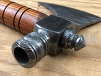 Image 4 of 18" Handmade Damascus Steel Smoke Pipe Tomahawk with Leather Sheath