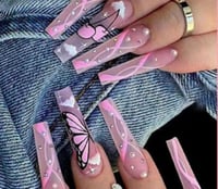 Image 2 of Nails - Long (Pink Bling Design)