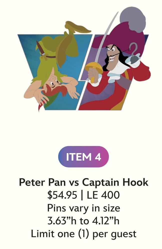 Image of Peter pan disney Heroes vs. villains wdi le 400 pin 