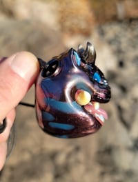 Image 10 of Electrumagenta Oni Cat Pendant # 3