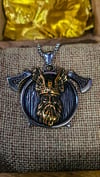 👑The Armored Kingdom Twin Axe Golden Norse King Necklace