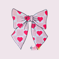 Chenille Pink Bow Red Hearts