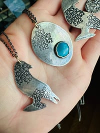 Image 6 of sterling silver Camus quote raven pendant