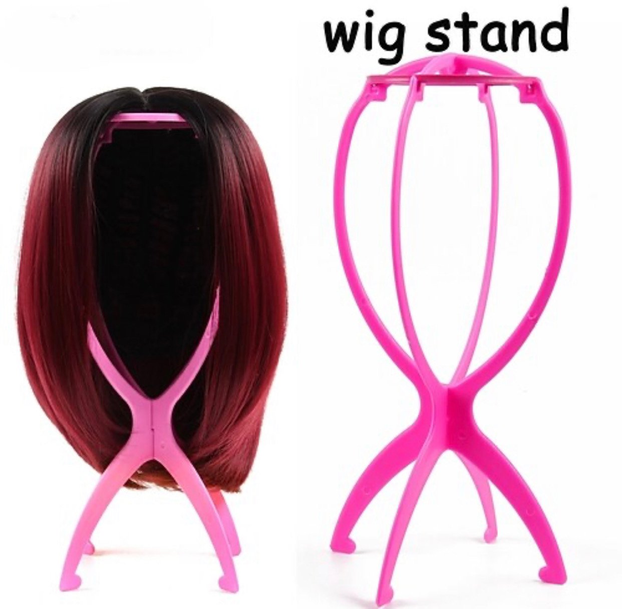 Pink Foldable Wig Stand