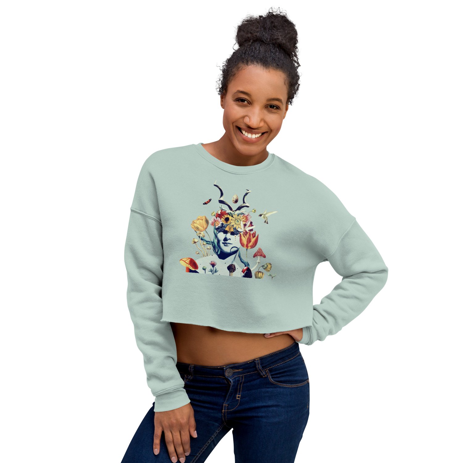 Image of She Dwells in the Garden of Earthy Delights - Fleece Crop Sweatshirt