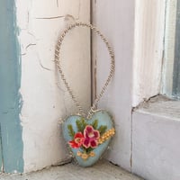 Image 1 of Pale Blue Valentine Heart with Vintage Florals