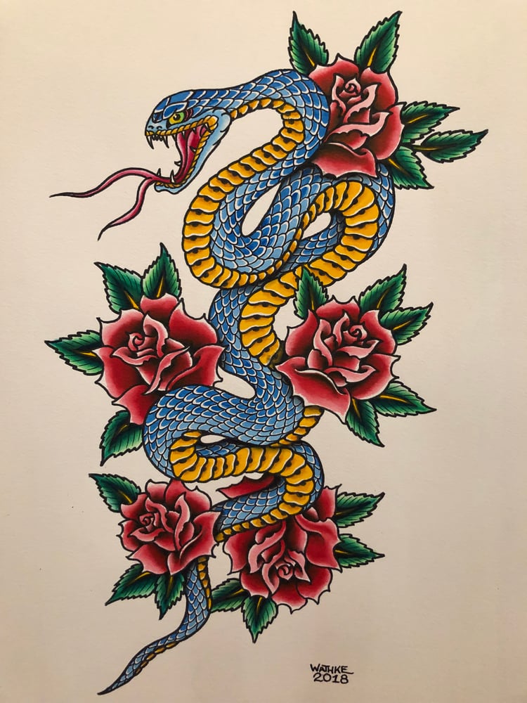 Image of SNAKE AND ROSES