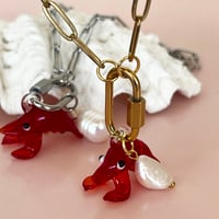 Image 6 of Lobster and Pearl on a Carabiner Chain - Gold or Stainless