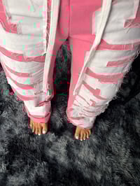 Image 2 of Pink Unisex Baggy Oversized Distressed Sweatpants