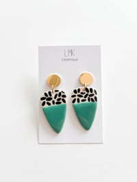 Paire de boucles d’oreilles céramique TOTEM TRIANGULA lagon foncé 