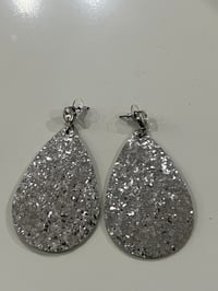 silver glitter earrings 