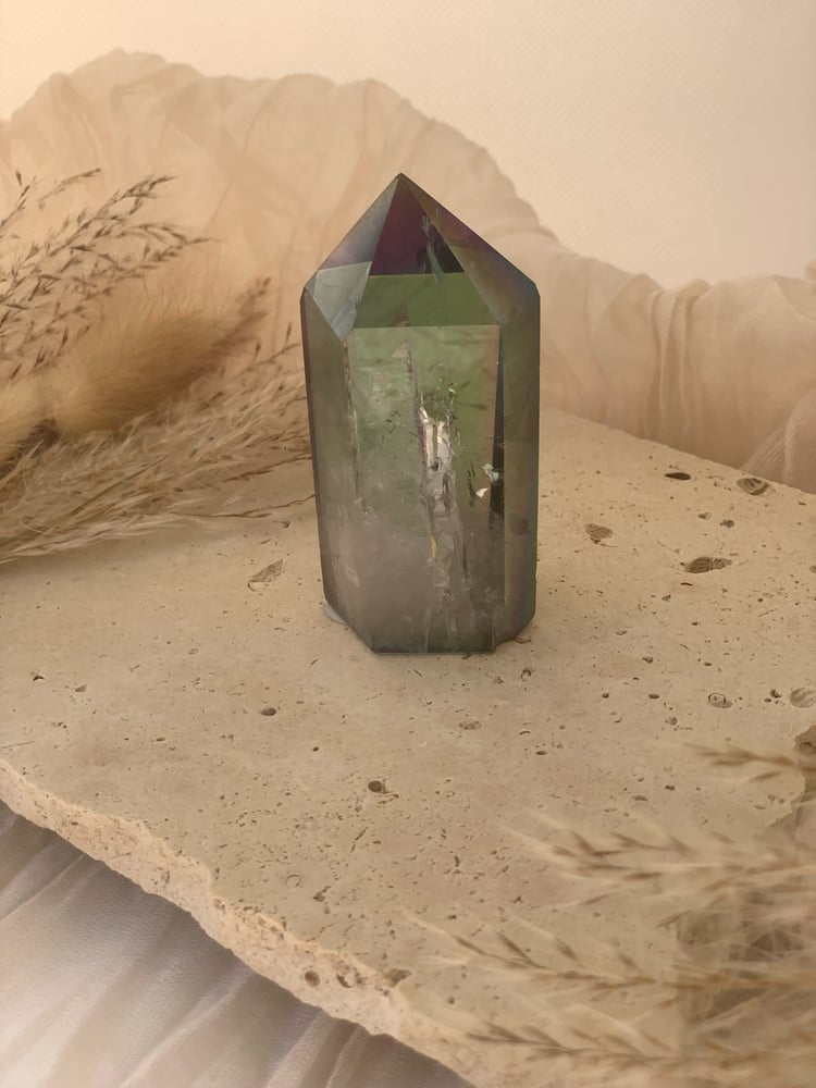 Image of Aura Crackle Quartz Tower #116 (Dark Aura) *Small chip*
