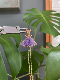 Image 4 of Gold Charoite Triangle Crystal Necklace