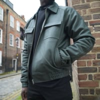 Image 1 of OUR LEATHER JACKET - DEEP GREEN