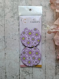 Image 3 of Pink Daisy Car Coasters - 2 pack