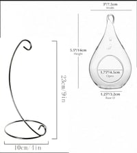 Image 4 of Glass Teardrop Terrarium Set With Natural Quartz Crystal & Stand - Everything Included 