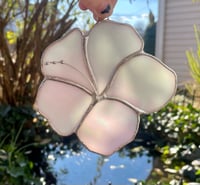 Image 1 of Stained Glass Iridescent White Flower