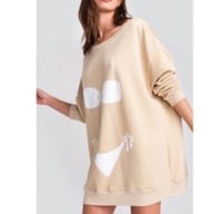 Image 2 of WILDFOX bikini bod beige swimsuit print sweatshirt