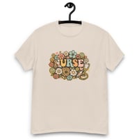 Image 4 of Unisex classic tee, Nurse Retro T-Shirt | Vintage Floral Nurse Graphic Tee