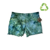 Image 1 of ♻️ UPCYCLED 12 Cut Off Shorts in Verdant Ice Dye