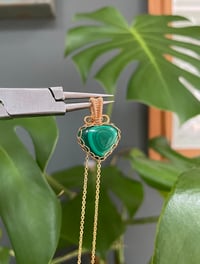 Image 1 of Gold Malachite Heart Crystal Necklace