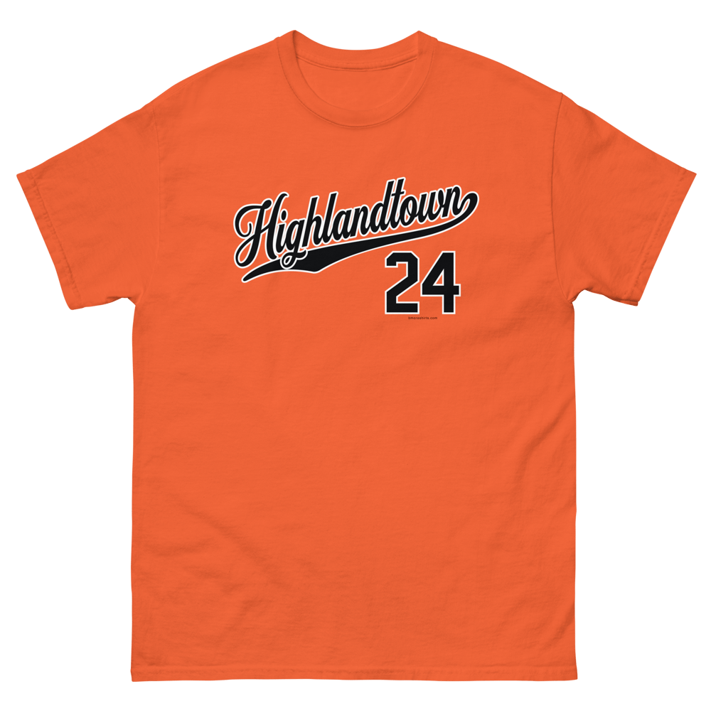 Image of Highlandtown Baltimore T-Shirt 21224 Mens (Orange)