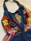 early 70s denim and patchwork halter dress 