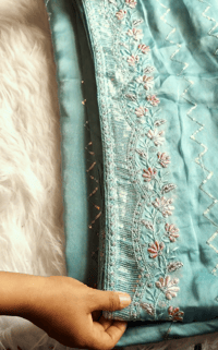 Image 4 of Binisha_Soft Sequin Saree in Teal color